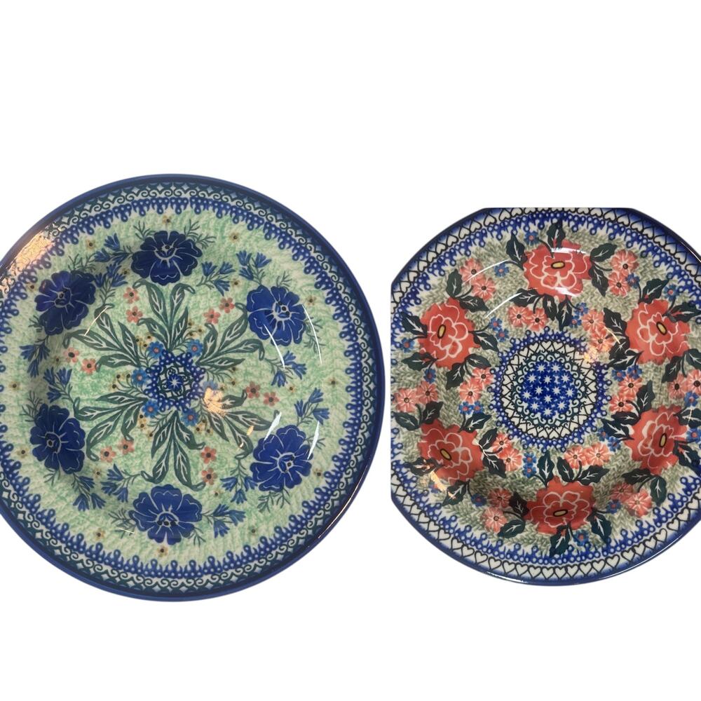 Ceramika Artystyczna Polish Pottery 9.5" 2 pasta bowl signed